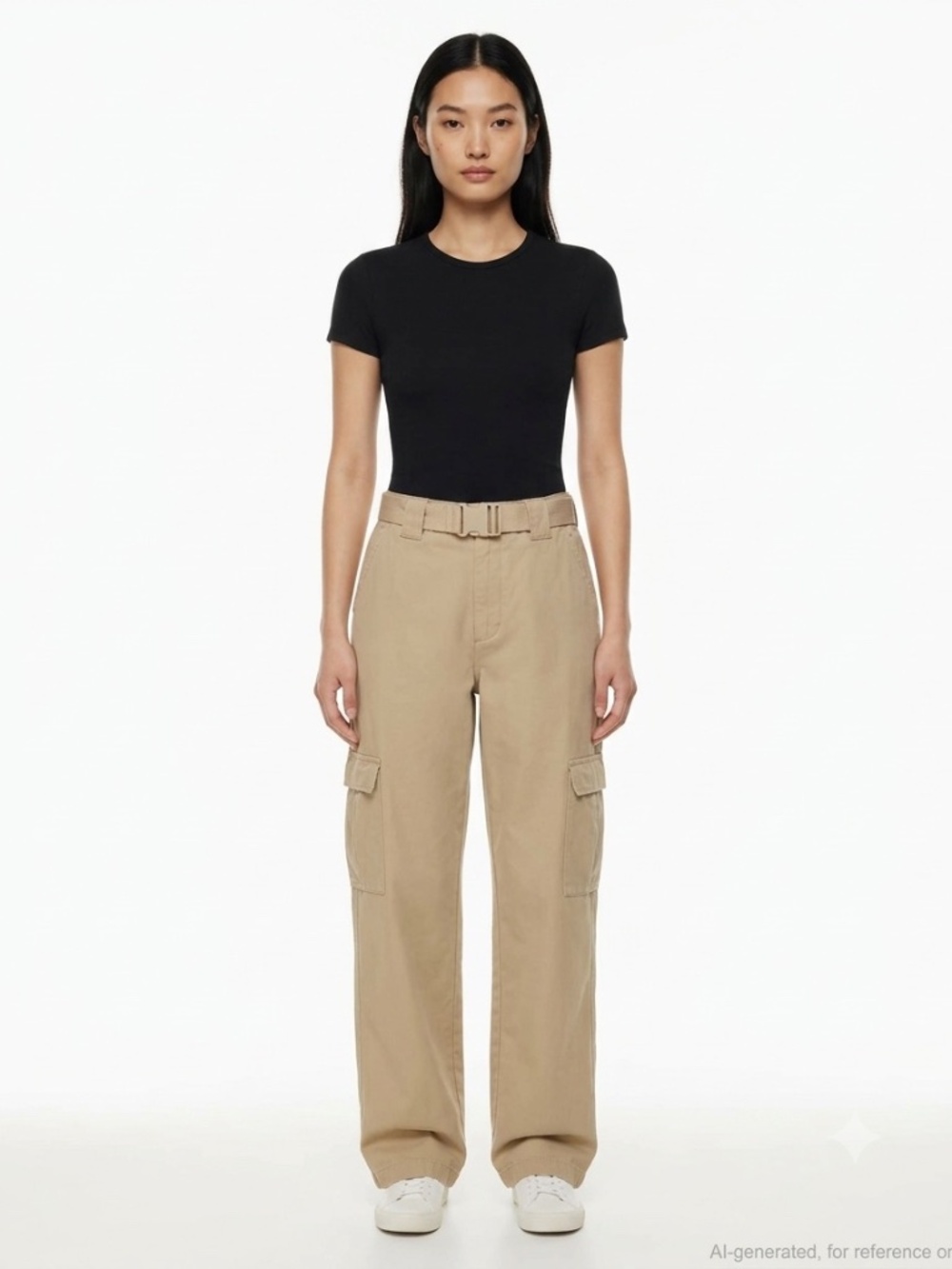 Aritzia TNA Cadet Cargo Pants Beige Belted Utility Pants Size Small 105280 women